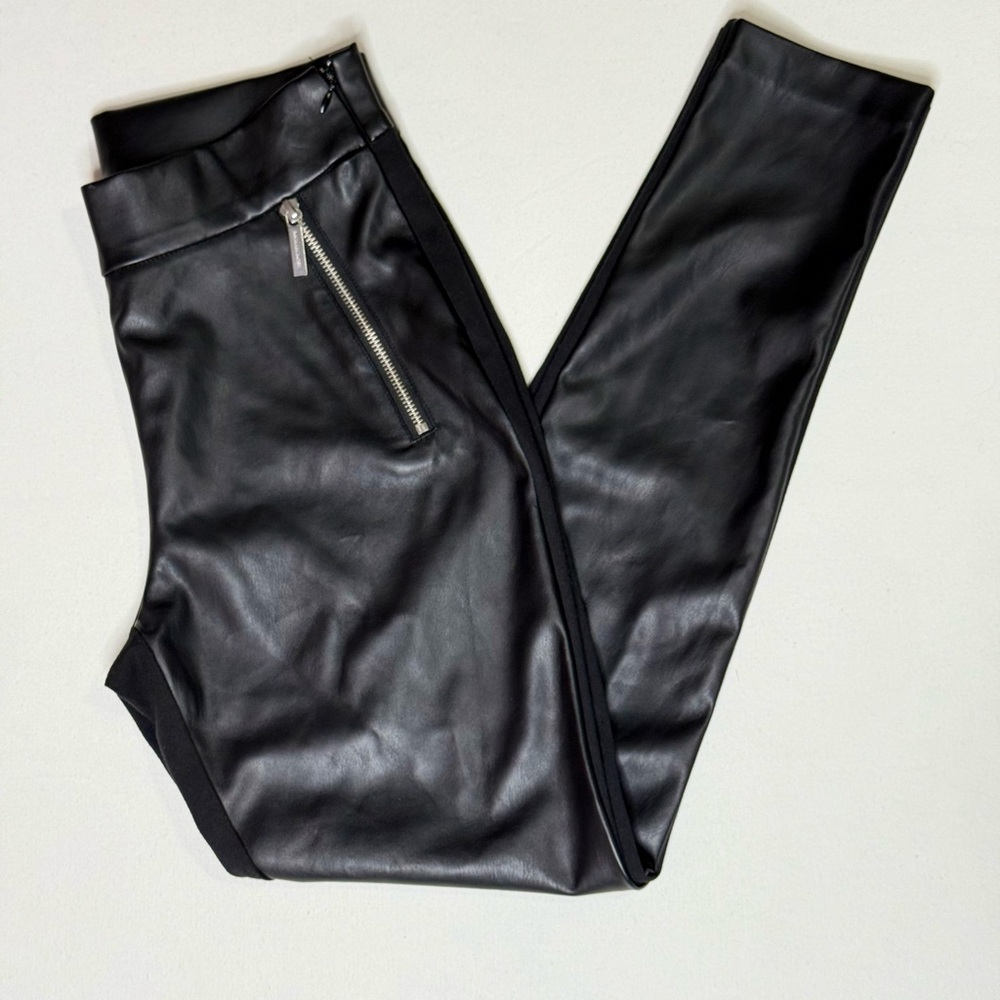 Michael Kors Black Faux Leather Leggings Size Medium